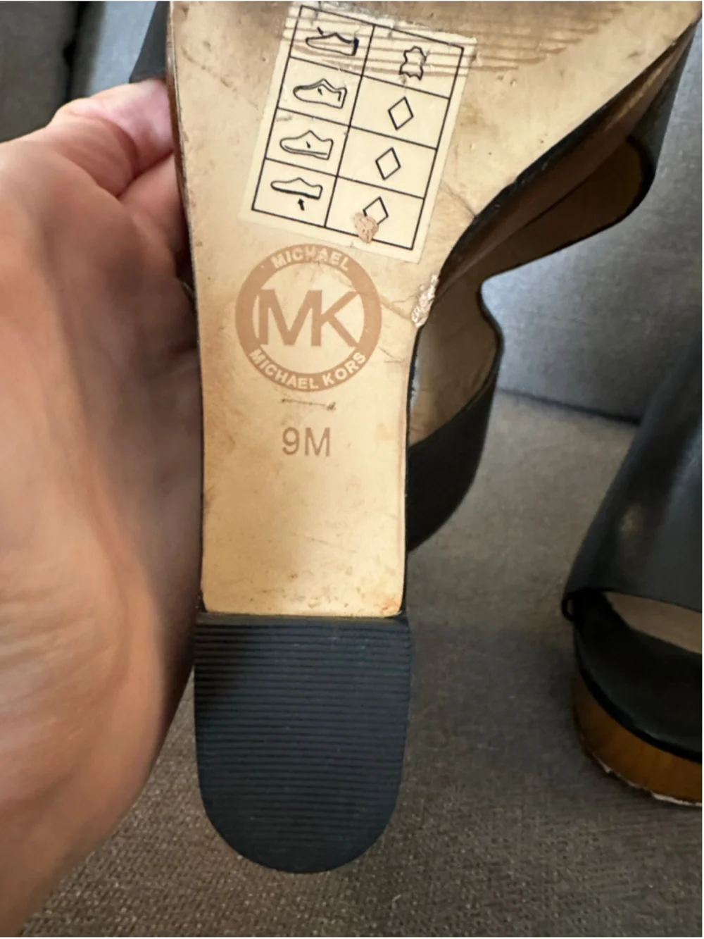 Michael Kors Black and Tan Wedge Sandals Size 9